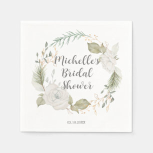 Servilleta De Papel Elegante ducha de novia con flores de invierno
