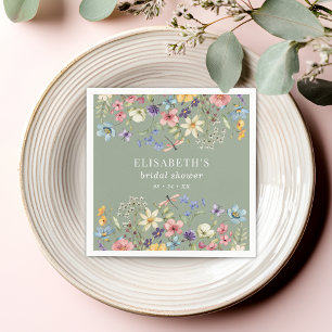 Servilleta De Papel Elegante Ducha de Novia con Flores Silvestres en V
