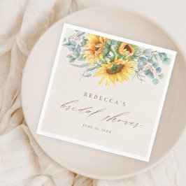 Servilleta De Papel Elegante Ducha de Novia con Girasoles Rústicos