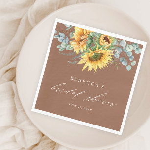 Servilleta De Papel Elegante Ducha de Novia con Girasoles Rústicos