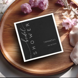 Servilleta De Papel Elegante ducha de novia con guiones blancos y negr