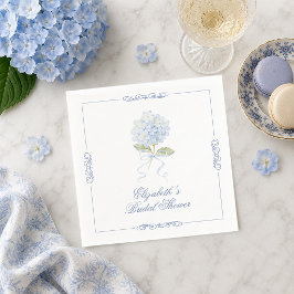 Servilleta De Papel Elegante ducha de novia con Hortensia Azul