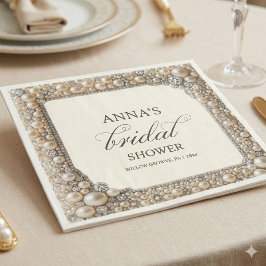 Servilleta De Papel Elegante Ducha de Novia con Perlas