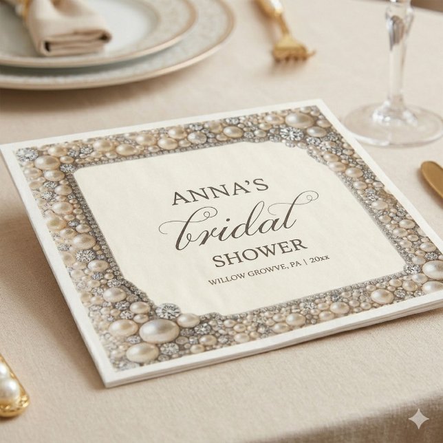 Servilleta De Papel Elegante Ducha de Novia con Perlas (Subido por el creador)