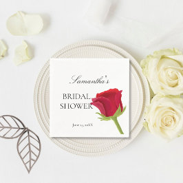 Servilleta De Papel Elegante ducha de novia con rosa roja
