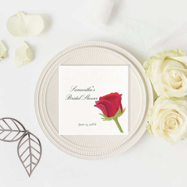 Servilleta De Papel Elegante ducha de novia con rosa roja (Subido por el creador)