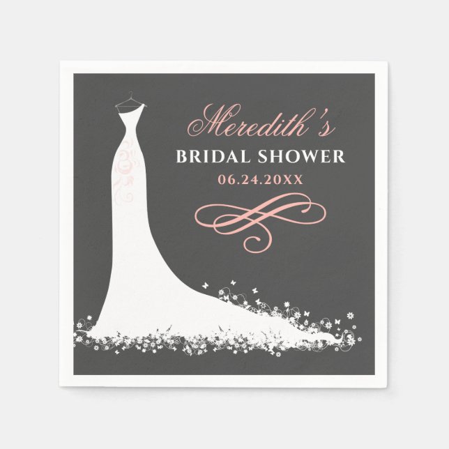 Servilleta De Papel Elegante ducha de novia con traje de Boda rosa Rub (Anverso)