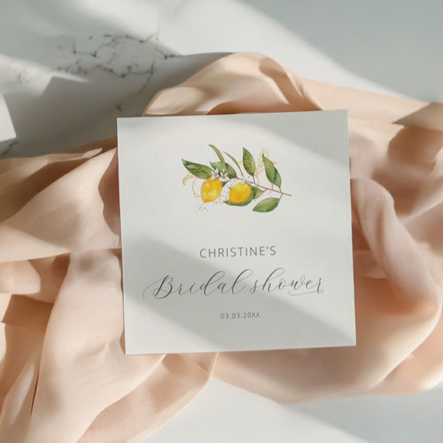 Servilleta De Papel Elegante ducha de novia de acuarela de limón de ve (Subido por el creador)