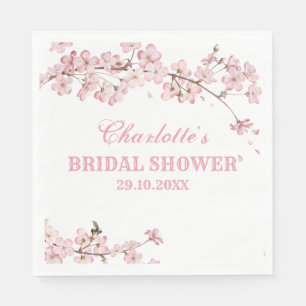 Servilleta De Papel Elegante Ducha de Novia de Flor de Cerezo Rosa