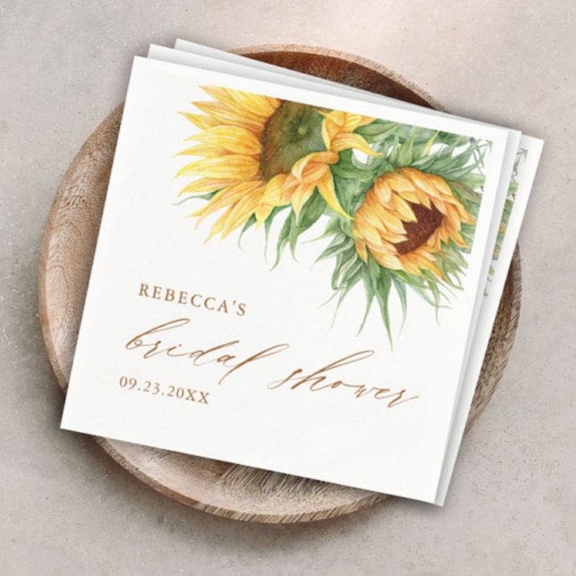 Servilleta De Papel Elegante ducha de novia de girasol rústico (Rustic sunflower bridal shower paper napkins.)