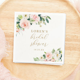 Servilleta De Papel Elegante ducha de novia floral en acuarela rosa