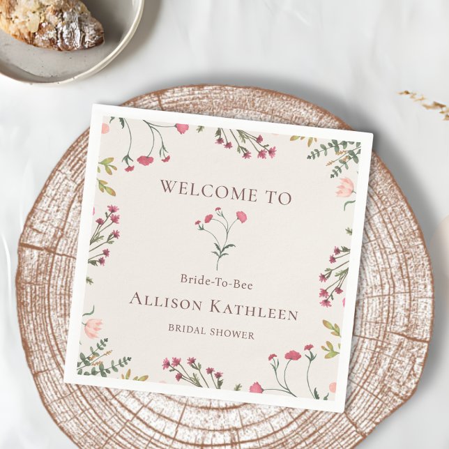 Servilleta De Papel Elegante ducha de novia floral rosa y verde (Subido por el creador)