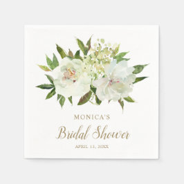 Servilleta De Papel Elegante ducha de novia moderna con flores blancas