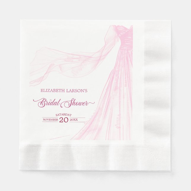 Servilleta De Papel Elegante ducha de novia suave rosa rosa (Anverso)