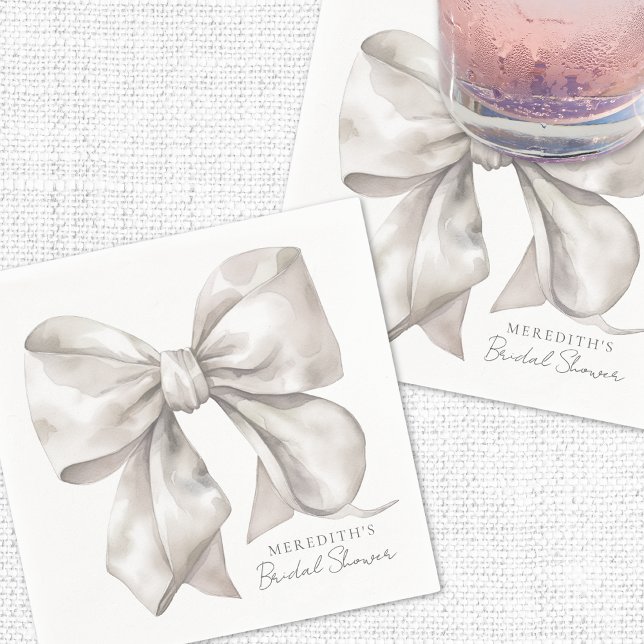 Servilleta De Papel Elegante ducha de novias Bow (Elegant Bow Bridal Shower Napkins)