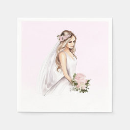 Servilleta De Papel Elegante ducha de novias rosada