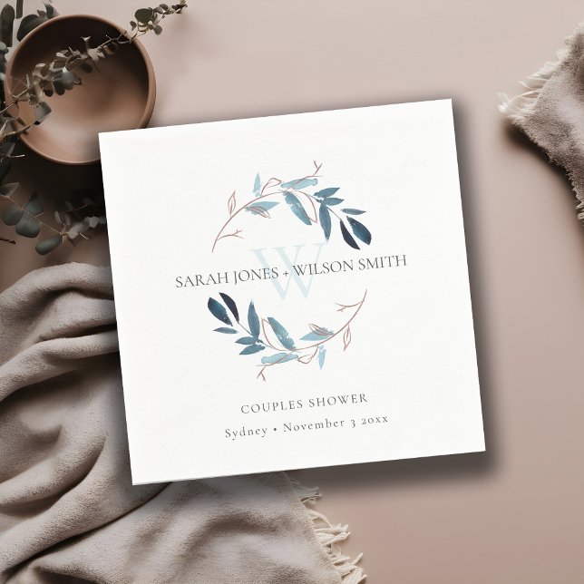 SERVILLETA DE PAPEL ELEGANTE DUCHA DE PAREJAS DE AGUAS DE ROPA AZUL (Subido por el creador)