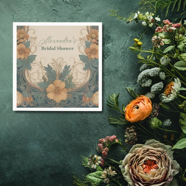 Servilleta De Papel Elegante ducha marrón floral de estilo Art Nouveau (Subido por el creador)