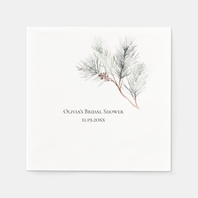 Servilleta De Papel Elegante ducha nupcial blanca de invierno (Anverso)