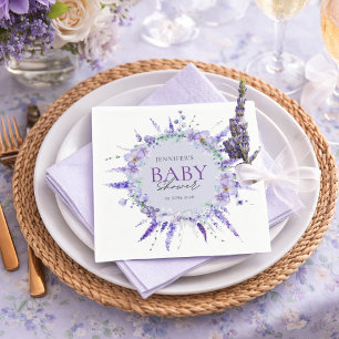Servilleta De Papel Elegante Ducha para Bebé con Flores de Lavanda en