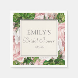 Servilleta De Papel Elegante Duchesse Rosa Floral Verde Bridal Shower