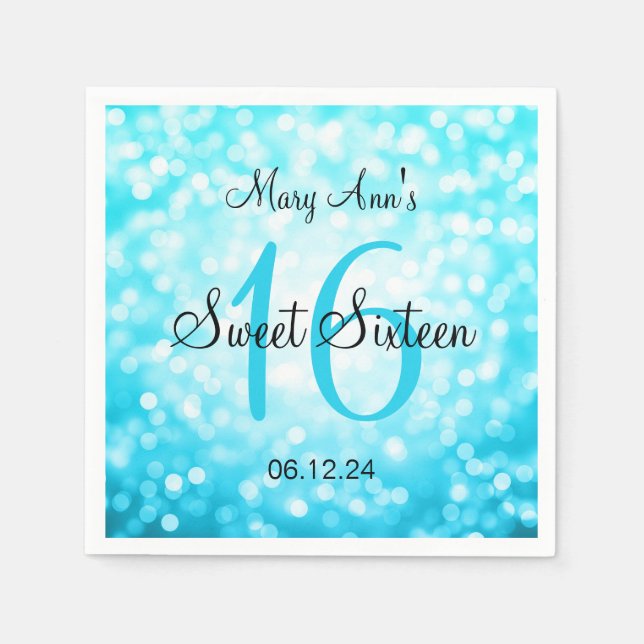 Servilleta De Papel Elegante dulce 16 alumbrado Purpurina turquesa de  (Anverso)