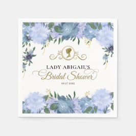 Servilleta De Papel Elegante Dusty Blue Floral Victoriana Bridal Showe