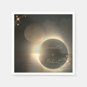 Servilleta De Papel Elegante Eclipse Solar Sepia Personalizado Foto Bo