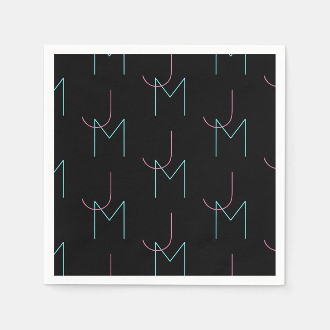 Servilleta De Papel Elegante Editable Cualquiera De Las Dos Iniciales  (Anverso)