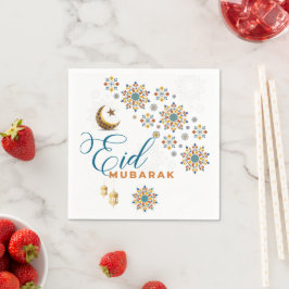 Servilleta De Papel Elegante Eid Mubarak Caligrafía Luna Estrellas