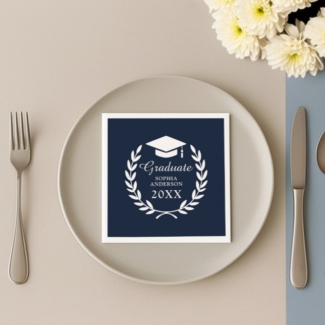 Servilleta De Papel Elegante Emblema de graduación de nombre personali (Subido por el creador)