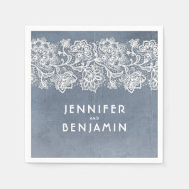 Servilleta De Papel Elegante encaje azul y blanco