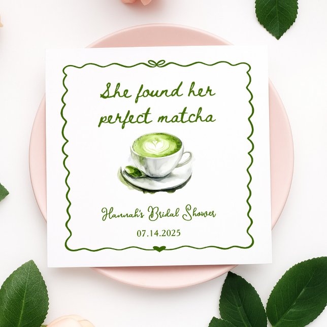 Servilleta De Papel Elegante, Encontró Su Ducha Bridal Matcha Perfecta (Subido por el creador)