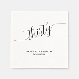 Servilleta De Papel Elegante escritura a mano Cumpleaños treinta