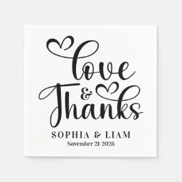 Servilleta De Papel Elegante Escritura Amor y Gracias Boda