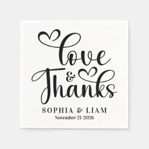 Servilleta De Papel Elegante Escritura Amor y Gracias Boda