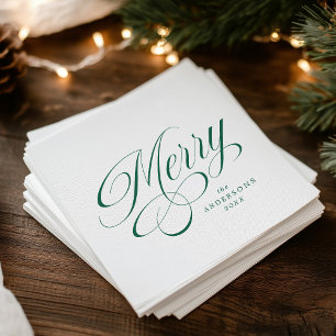 Servilleta De Papel Elegante escritura de caligrafía verde alegre Navi