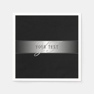 Servilleta De Papel Elegante escritura de monograma editable   Negro