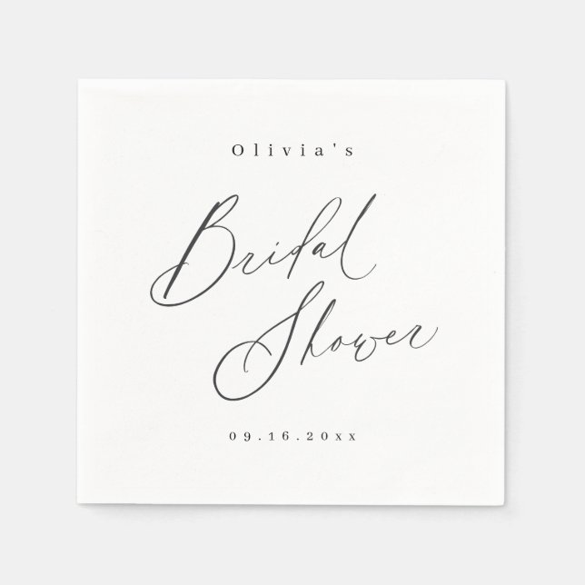 Servilleta De Papel Elegante escritura moderna ducha de novia mínima (Anverso)