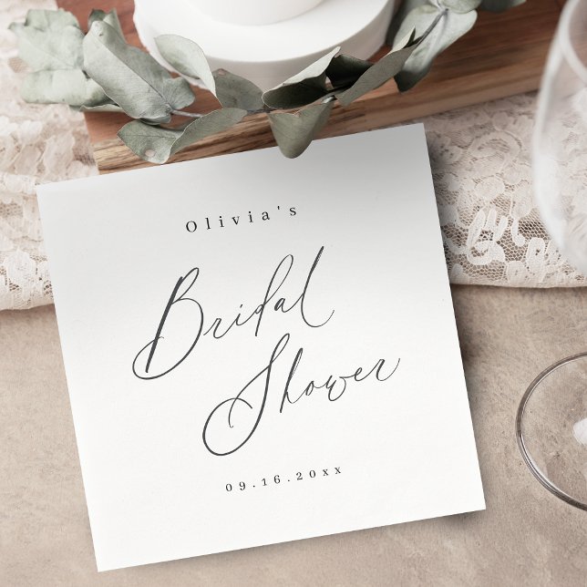 Servilleta De Papel Elegante escritura moderna ducha de novia mínima (Elegant modern script minimal bridal shower napkins)