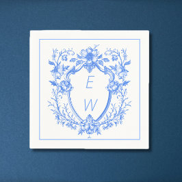 Servilleta De Papel Elegante Escudo azul Monograma Boda