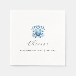 Servilleta De Papel Elegante Escudo azul y monogramado