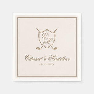 Servilleta De Papel Elegante Escudo clásico Monograma Boda de golf