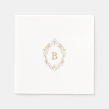 Elegante Escudo de oro Monograma Boda Napkin