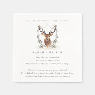 Servilleta De Papel Elegante Escudo Dusky Deer Floral Fun Facts Boda
