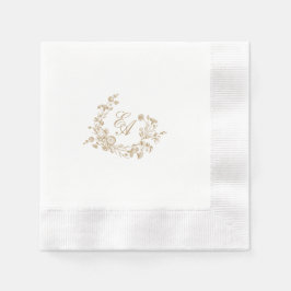 Servilleta De Papel Elegante Escudo floral Monograma Boda Napkin