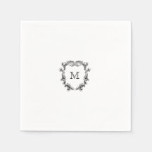 Elegante Escudo Monograma Boda Napkin