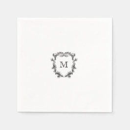 Servilleta De Papel Elegante Escudo Monograma Boda Napkin