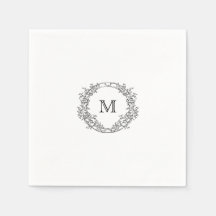 Elegante Escudo Monograma Boda Napkin