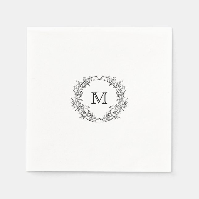 Servilleta De Papel Elegante Escudo Monograma Boda Napkin (Anverso)